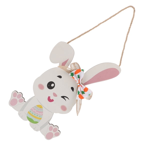 Easter Bunny Wooden Door Sign Happy Easter Hanging Sign for Front Door Rabbit Welcome Sign for Porch Yard Wall Home Decor