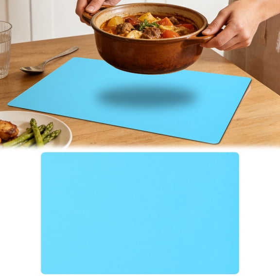 Goowood Large Silicone Mat for Kitchen Counter Heat Resistant Non-Slip Countertop Protector Waterproof Placemat for Dining Table Craft Sky Blue