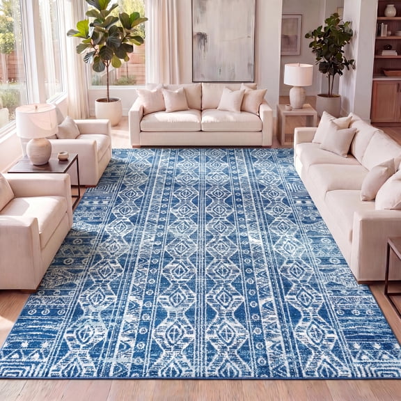 JONATHAN Y MOROCCAN HYPE 5 x 8 Area Rug, Boho Tribal - Blue/Gray, MOH100A-5