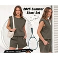 thumbnail image 5 of SHIBEVER 2 Piece Sets for Women Summer Casual Sleeveless Womens Tops and Shorts Set with Pockets Womens Clothing 2pcs Sets Green L, 5 of 10