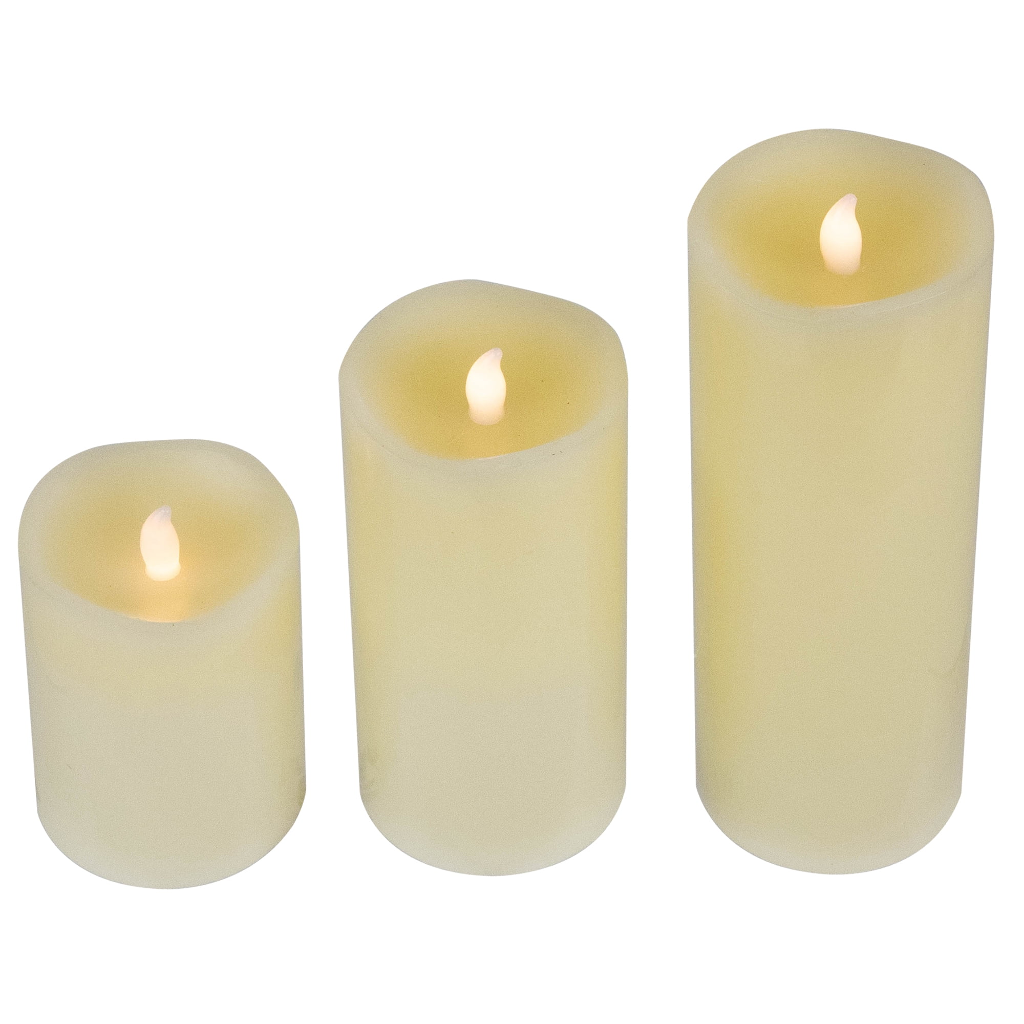 Northlight LED Flickering Flameless Wax Pillar Candles - 8" - Cream - Set of 3