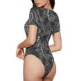 thumbnail image 3 of Daiia Snake print Women's Crew Neck Short Sleeve Bodysuit Fashion Tops Fit Casual Basic Extender Bodysuit-Large, 3 of 9