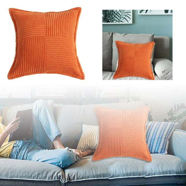 Funda de almohada de pana con costuras a rayas y borde ancho, almohada de sofá, adecuada para decorar el sofá del salón