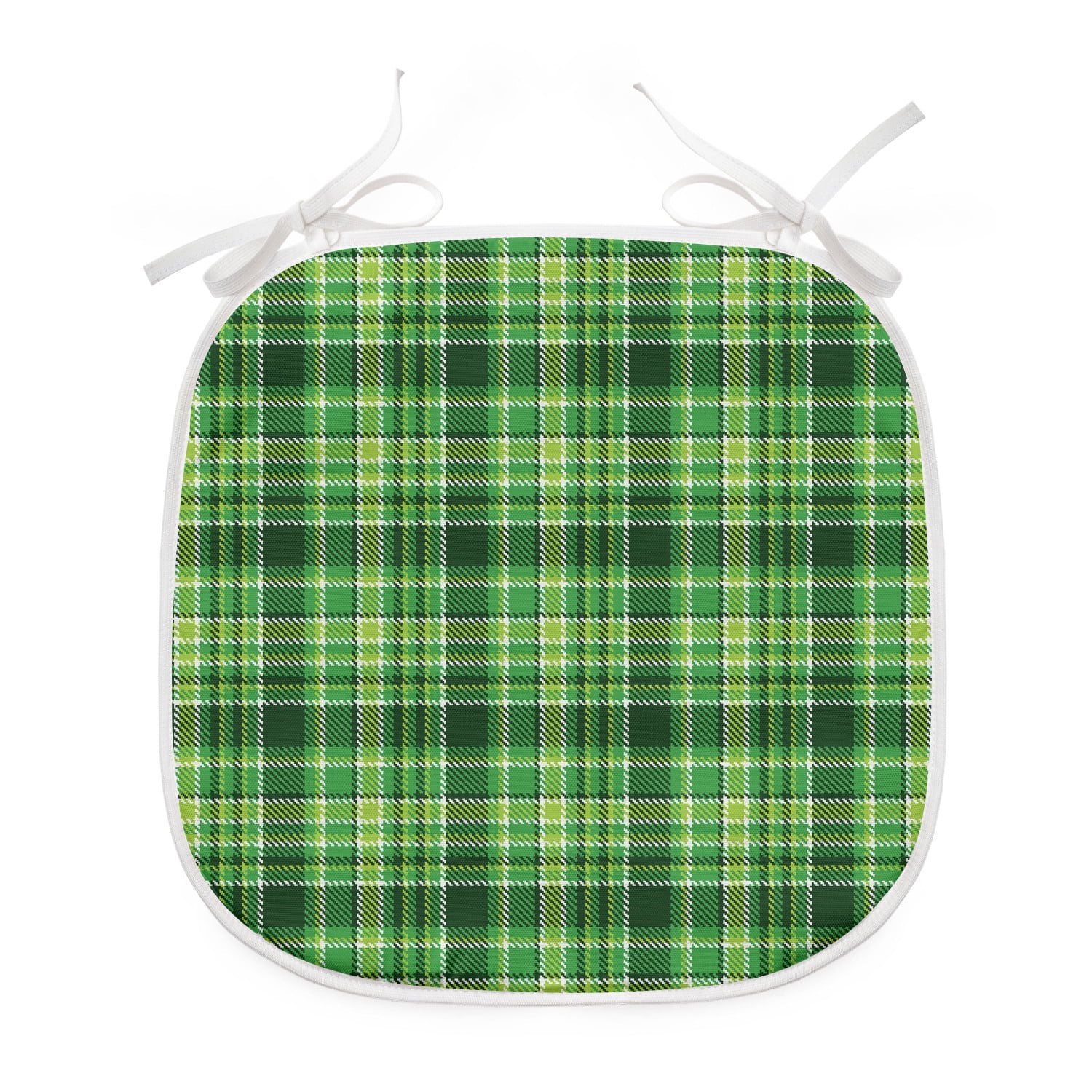 Checkered Dining Chair Pad, Old Fashioned Irish British Tile Mosaic in