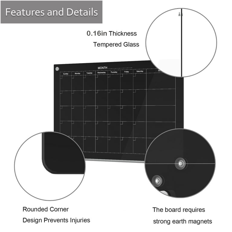 Small Dry Erase Board for Wall, TOWON Magnetic Whiteboard for Door, Monthly  Planner Notice Reminder White Boards, Wall Framed Calendar Whiteboard for