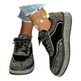 thumbnail image 3 of Rhinestone Sneakers for Women Platform Sparkly Glitter Bling Tennis Shoes Fashion Bedazzled Wedding Bridal Party Walking Sneakers, Cute Bowknot Glitter Bling Loafers, 3 of 8