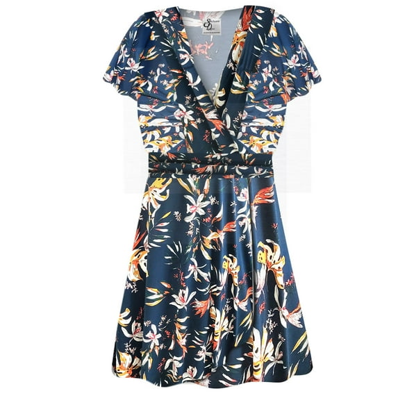 MediumTall Womens Top Midnight Blue Magnolia Slinky Magic Babydoll Short Sleeve