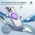 thumbnail image 6 of ELEHOLD Case for iPhone 12 Pro / 12 6.1", Military Grade Shockproof Clear Case with 360 Rotatable Magnetic Stand Ring Holder,Purple, 6 of 11