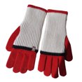 thumbnail image 2 of 1 Pair Women Winter Gloves Thickened Colorblock Knitted Five Fingers Unisex Anti slip Cold Weather Driving Golfing Skiing Skating Gloves, 2 of 8