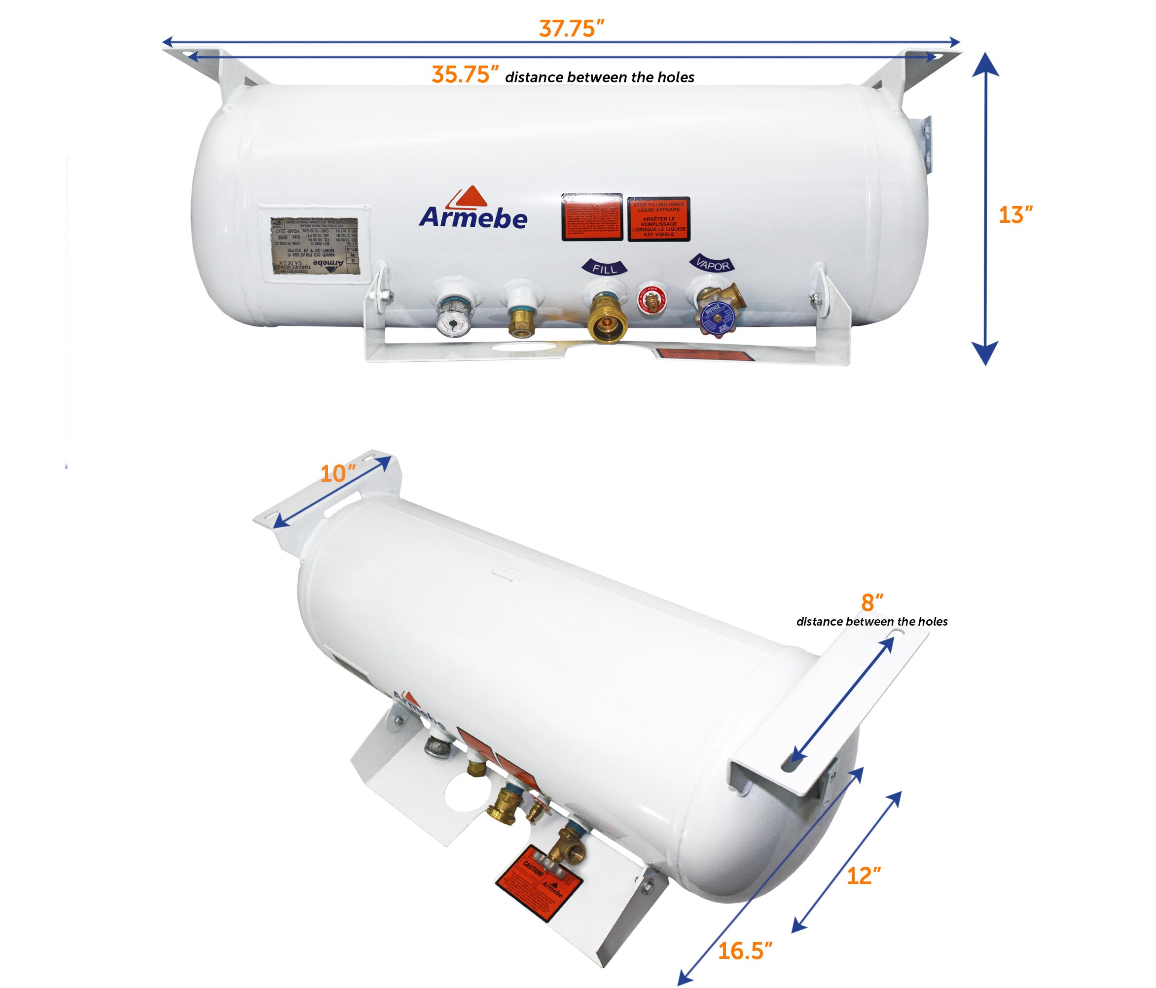 Flame King 16-Gallon ASME Horizontal Propane Tank for RV, Food Trucks, Van, or Trailers - YSN16