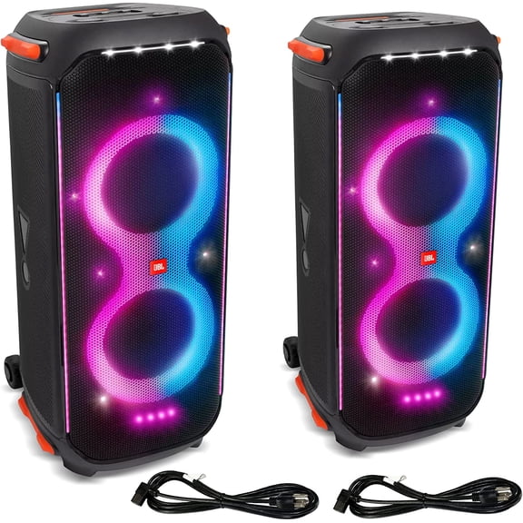 PartyBox 710 800W Portable Wireless Bluetooth Speakers (Two Pack) Bundle with Extended Protection -Black JBLPARTYBOX710AM