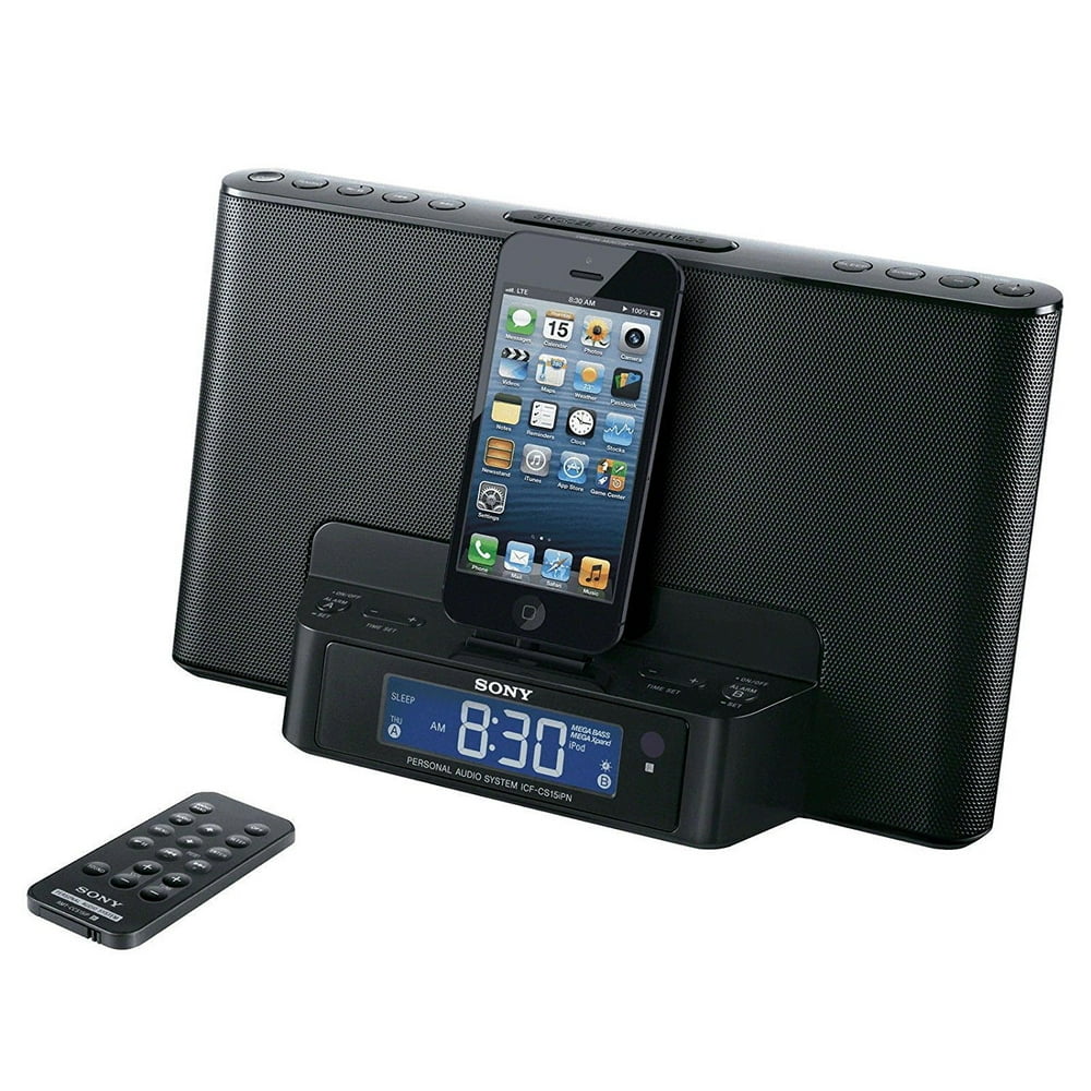 Sony Icfcs15ipn Lightning Alarm Clock Radio Speaker Dock for Iphone 5