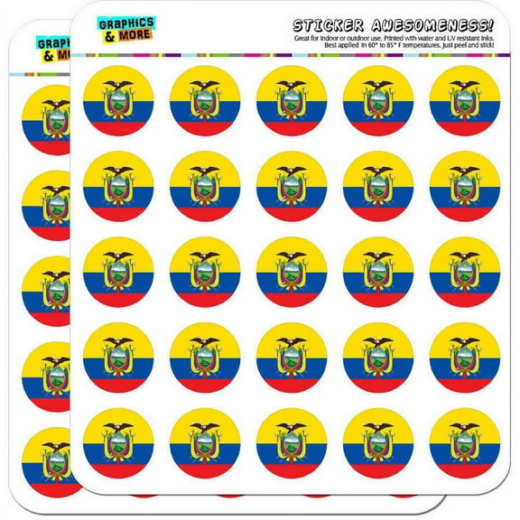 Ecuador National Country Flag 50 1" Planner Calendar Scrapbooking Crafting Stickers
