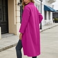 thumbnail image 4 of 2026 New Pea Coats For Women Winter Classic Lapel Open Front Long Overcoat Comfy Wool Blend Long Sleeve Oversized Trench Coat(Hot Pink,XXXL), 4 of 5
