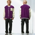 thumbnail image 3 of HISITOSA Mens Varsity College Jacket Baseball Bomber Jacket Vintage Sweatshirt Casual Unisex Streetwear Coats with Patch, 3 of 7