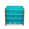 thumbnail image 2 of Humble Crew Skylar Natural and Aqua Toy Storage Organizer with 12 Bins, 2 of 7
