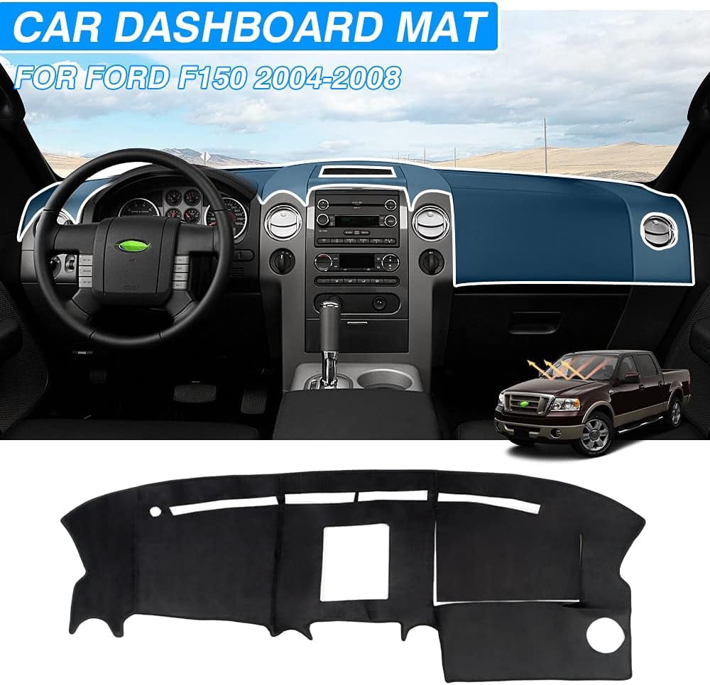 Canvcle Dash Cover for Ford F150 2004 2005 2006 2007 2008 Dashboard Cover Mat Suede Non-Slip Pad Carpet Sunshield Protector