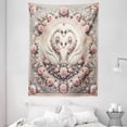 thumbnail image 2 of Ambesonne Vintage Romantic Tapestry Wall Hanging, Doves and Roses, 60"x80", Pale Pink Pale Cadet Blue, 2 of 3