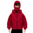 thumbnail image 4 of Boys Girls Balaclava Hooded Sweatshirt Full Zip Double Layer Hoodies Jacket Lightweight Warm Oversized Coat Trendy Outerwear, 4 of 9