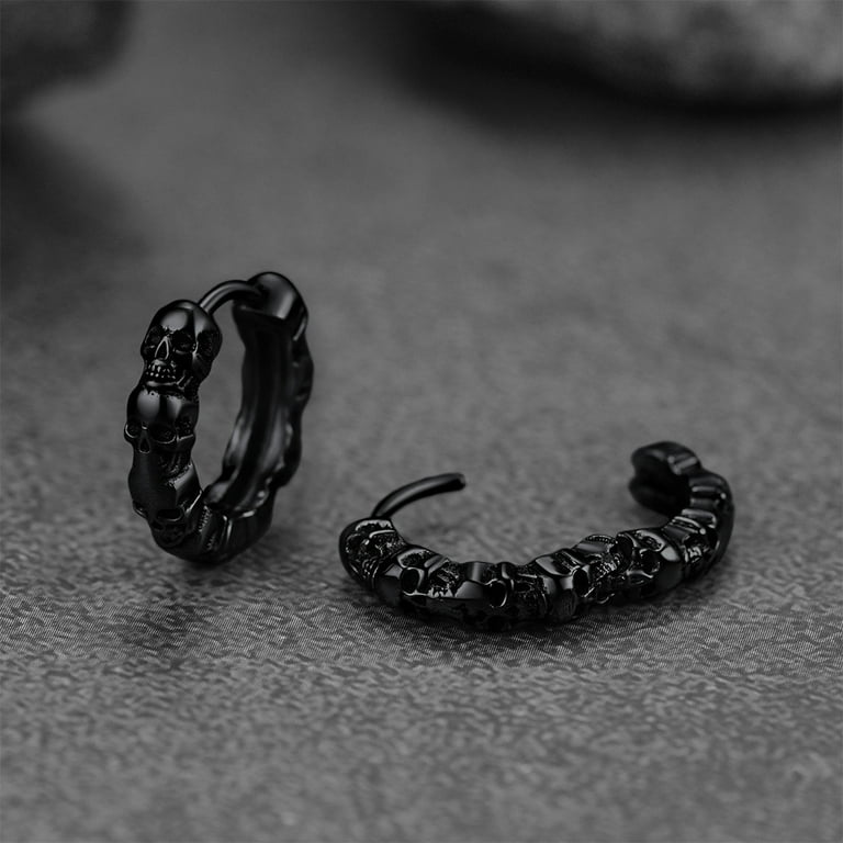 Mens small shop black hoop earrings