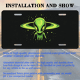 thumbnail image 3 of 1 Pcs 2D Flat License Plate Covers & Frames, Green Alien For Decorative Front, Waterproof For Decoration Aluminum License Plate Covers & Frames Cover For Men Women, 12" X 6", 3 of 7
