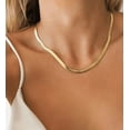 thumbnail image 2 of YTTAL Gold Necklace For Women 14K Herringbone Flat Necklace 5MM 20" -26" Gold Plated Necklaces For Women, 2 of 10