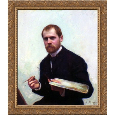 Self'Portrait 20x22 Gold Ornate Wood Framed Canvas Art by Friant, Emile