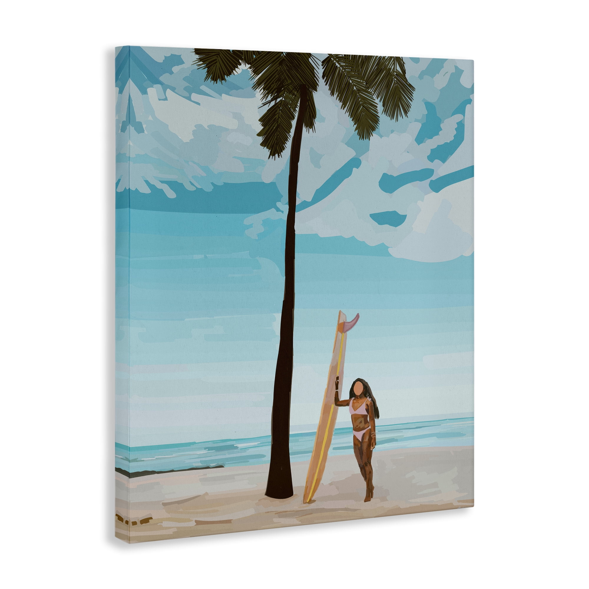 Stupell Industries Tropical Beach Day Girl Nautical & Beach Painting Wrapped Canvas Art Print Wall Art, 30 x 40