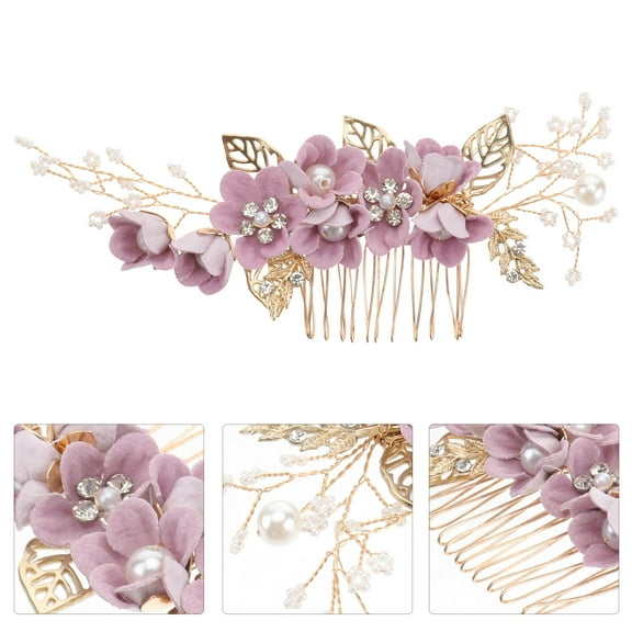 HOOWIFFY Crystal Hair Comb Skisuno Purple Bridal Accessory for Wedding and Special Occasions