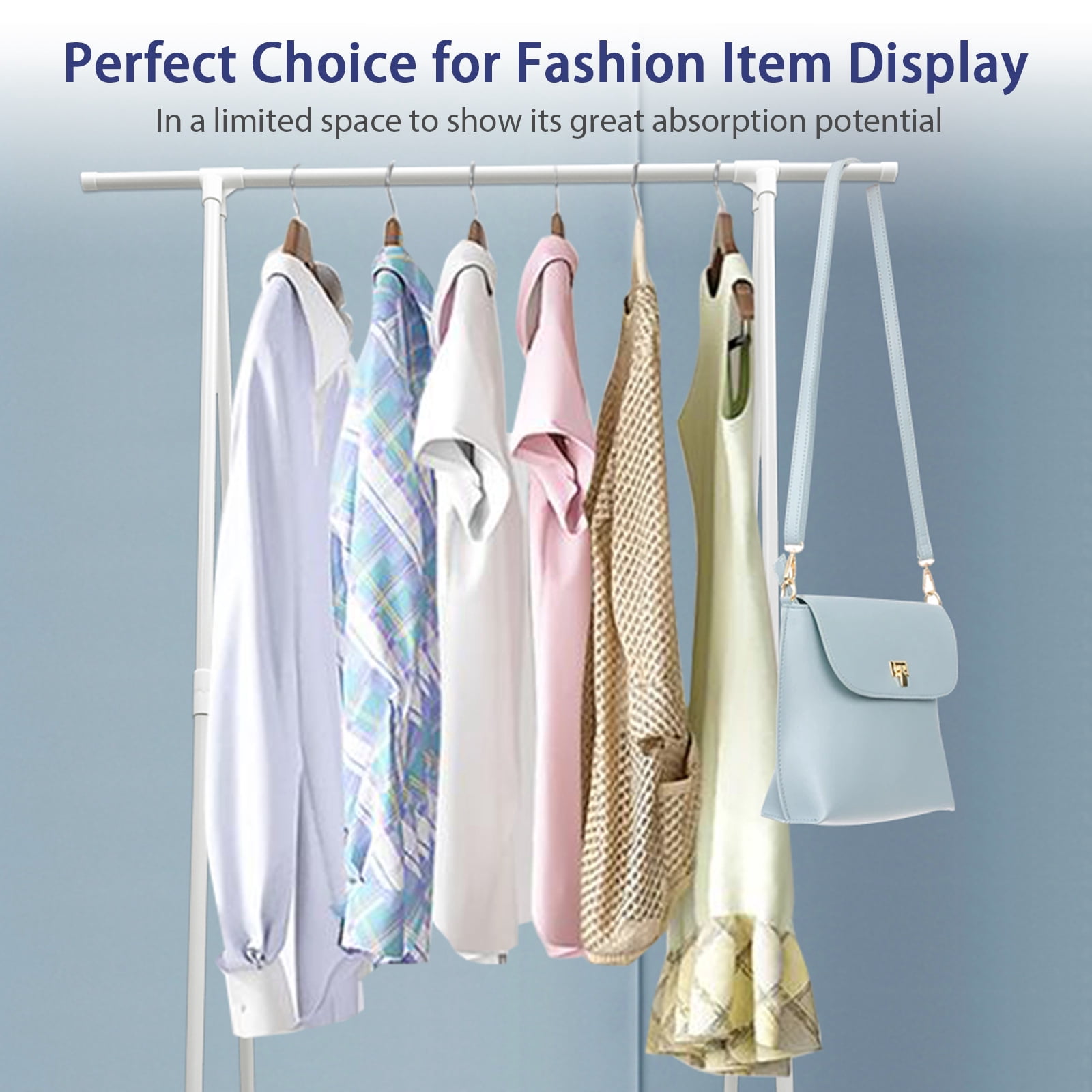 Clothes Rack, Triangle Garment Rack W/Large Storage Bag, Clothes Storage Organizer on Wheels, Portable Laundry Coat Rack, Closet Clothing Rack for Home Dorm, White