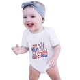 thumbnail image 5 of EnJoCho Toddler Summer Romper Baby Kids 4th Of July Letters Prints Crewneck Short Sleeve Jumpsuit Boys Girls Independence Day Solid Bodysuit Home Casual Crawl Outing Cloths, 5 of 7