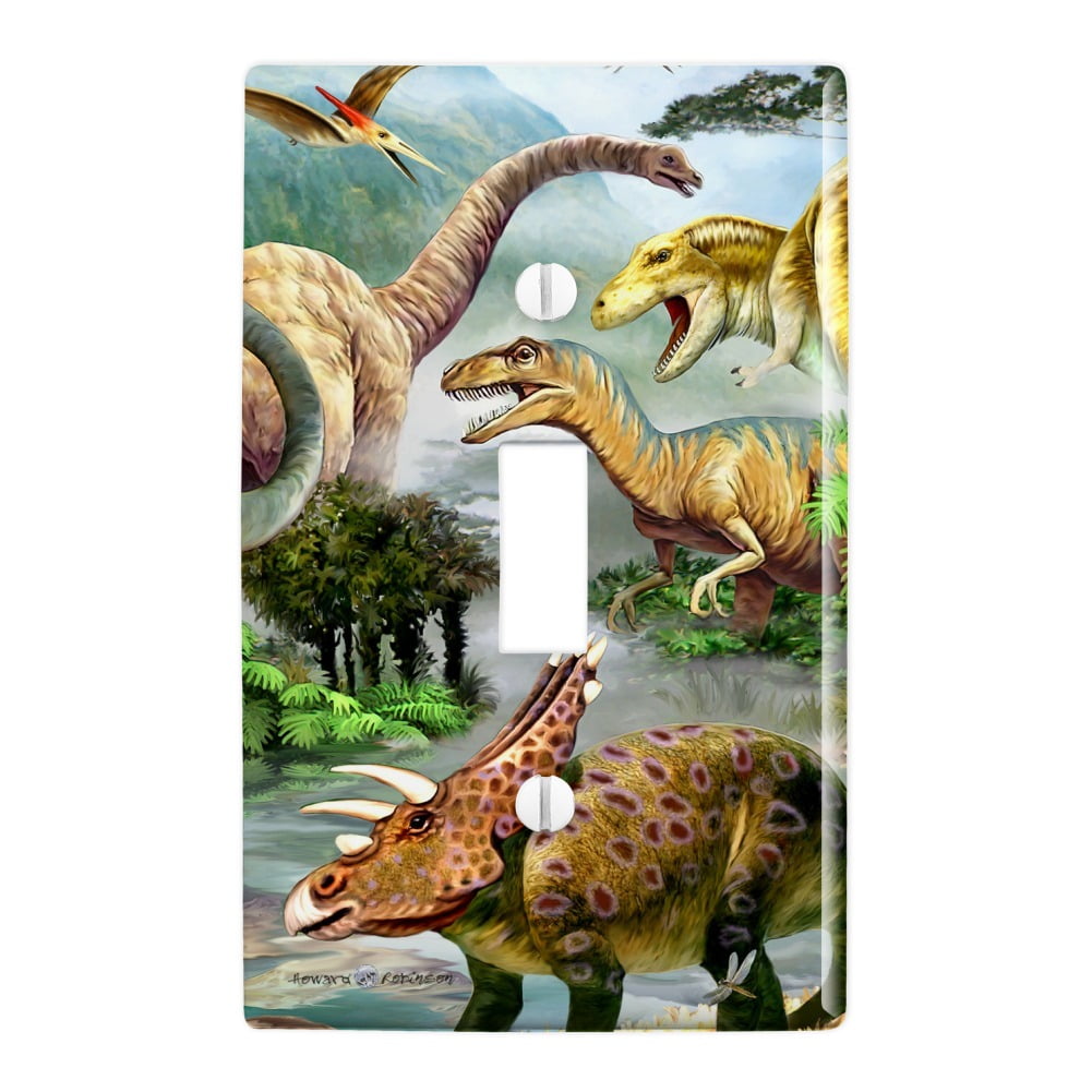 Kids Dinosar Decorative Double Toggle Light Switch Cover Wall Plate 