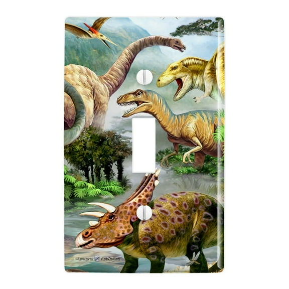 Dinosaur Jurassic Dinoscape Plastic Wall Decor Toggle Light Switch Plate Cover