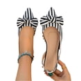 thumbnail image 5 of Willtoo Women's Pointed Toe Slip on Flat Stripe Bow Slides Mules Shoes, 5 of 5
