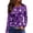 Dark Purple, variant on Yuaguia Women Halloween Elements Print Long Sleeve T-Shirt, Spooky Side Split Crewneck Casual Autumn Fall Top for Daily Wear, Work, and Holiday Parties, Purple Pink L