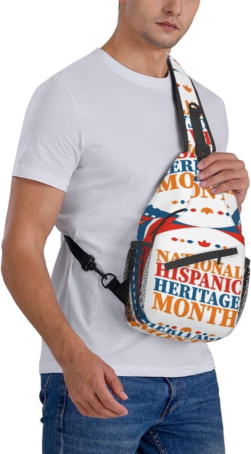 Mes Nacional De La Herencia Hispana Hispanic Heritage Month Sling Bag Crossbody Hiking Travel Chest Bags Backpack Shoulder Daypack for Women Men