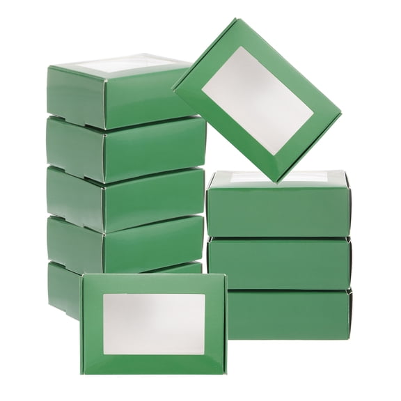 Uxcell Small Rectangle Kraft Paper Boxes with Window, 30 Pack Candy Party Favor Gift Box, Emerald Green