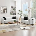 thumbnail image 6 of Williamspace 2 Piece Living Room Sofa Set Modern 3 Seat Couch and Loveseat Sofa with Pillows, Comfy Tufted Velvet Sofa with Round Arm and Glod Metal Legs for Living, Apartment, 3+2 Seat, White, 6 of 7