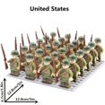thumbnail image 4 of 24pcs Mini Minifigures Soldiers World War II Countries Corps With Base Plate And 24 Weapons, U.S. Army Soviet Army German Army Italian Army British Army French Army Corps, 4 of 5