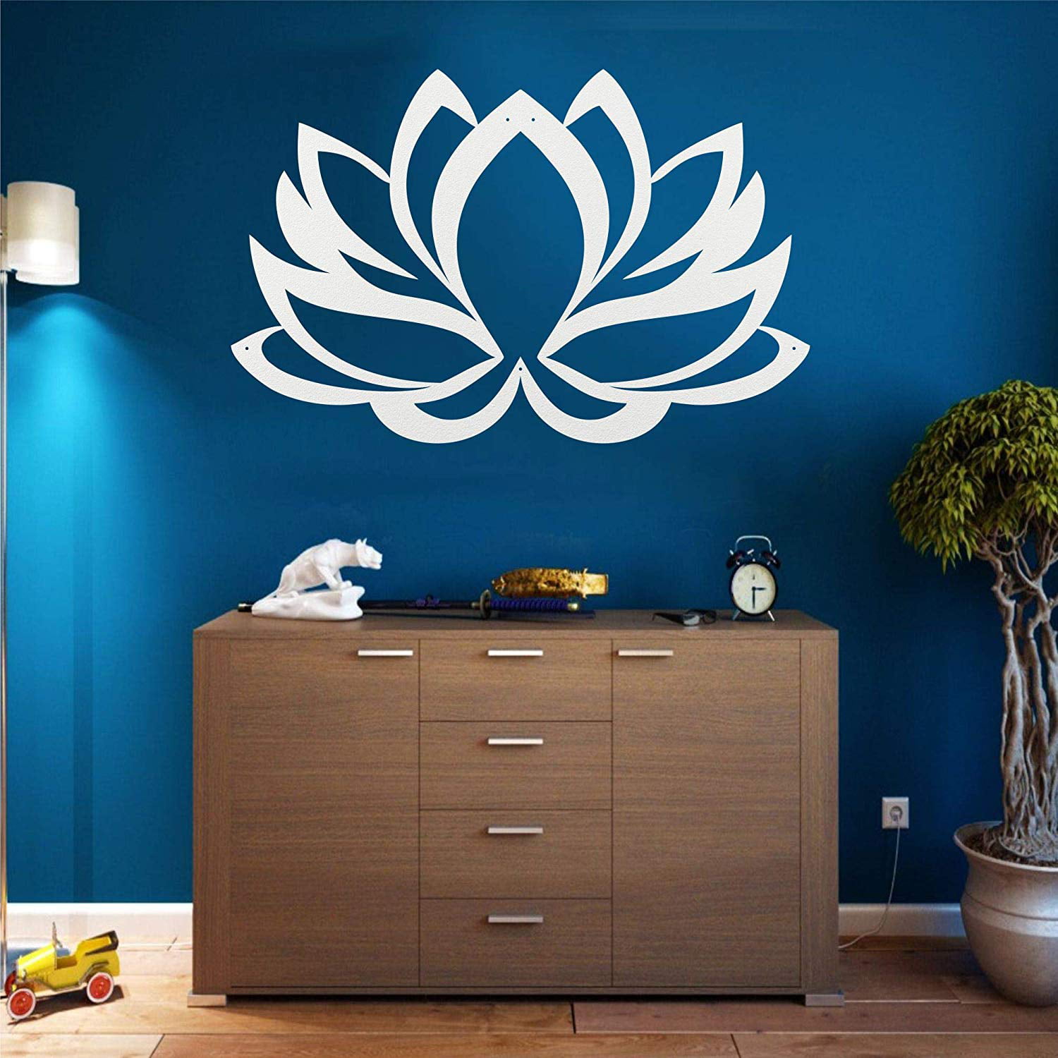 LaModaHome Metal Wall Art - Lotus Flower - 3D Wall Silhouette Metal