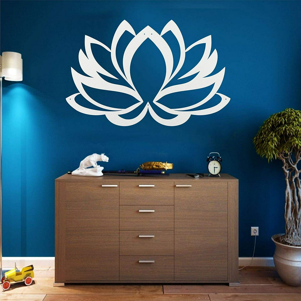 LaModaHome Metal Wall Art Lotus Flower 3D Wall Silhouette Metal