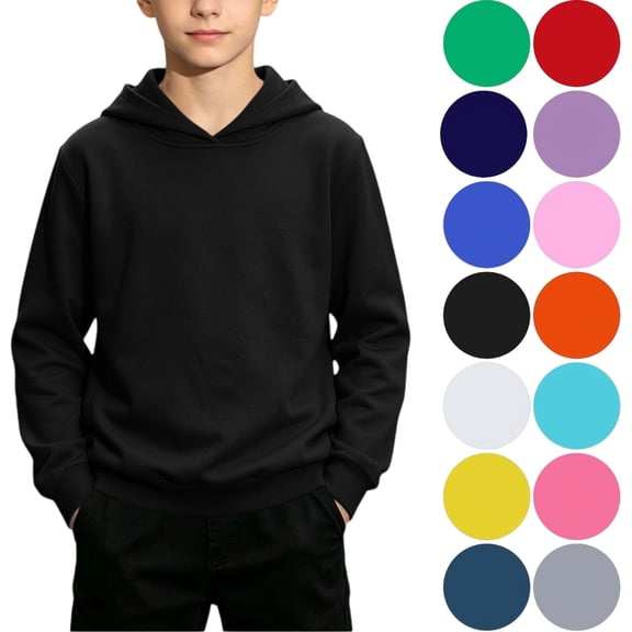 Children's Winter Hooded Solid Fashion Novel Hooded Long Sleeved Casual Loose And Thick Heavy Pullover Hooded Sweatshirt Top
