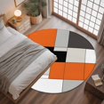 thumbnail image 3 of 3ft Round Rug, Burnt Orange Black Non-Skid Rubber Backing Large Area Rugs - Living Room Bedroom Home Office, Modern Abstract Geometric Indoor Floor Mat Carpets Washable Rug, 3 of 9