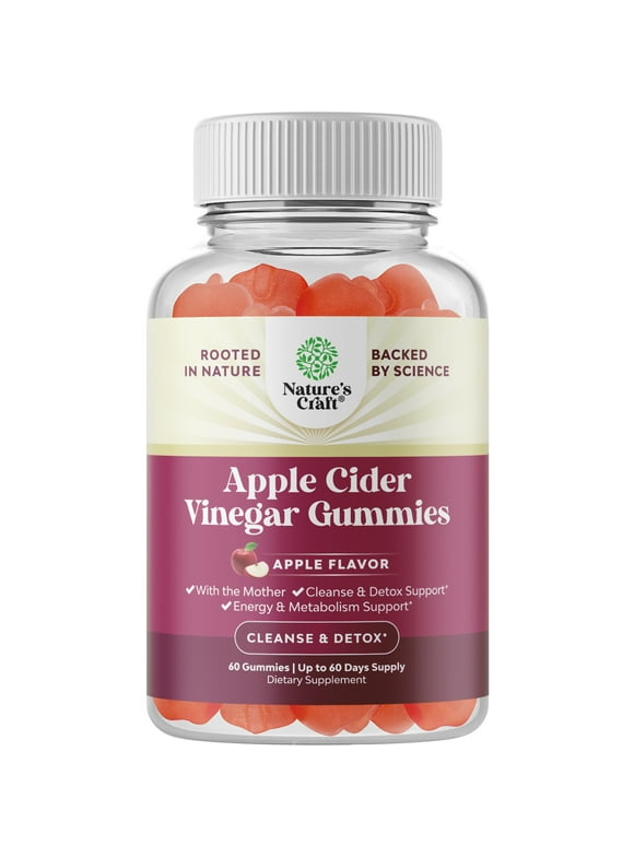 Apple Cider Vinegar Gummies for Weight Loss - Nature's Craft Keto ACV Gummies with The Mother 60ct - Appetite Suppressant & Full Body Detox Cleanse