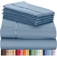 thumbnail image 1 of HTOOQ 7 PC Sheet Set Bamboo Sheets Deep Pockets 18" Eco Friendly Wrinkle Free Sheets Machine Washable Hotel Bedding Silky Soft HTOOQ Light Blue Split King, 1 of 7