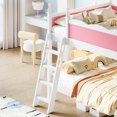 thumbnail image 6 of Harper & Bright Designs Full over Full Bunk Bed with Storage Shelves, Solid Wood Bunk Bed Frame with Slide and Ladders, Low Bunk Bed with Guardrails for Boys Girls, Pink & White, 6 of 16