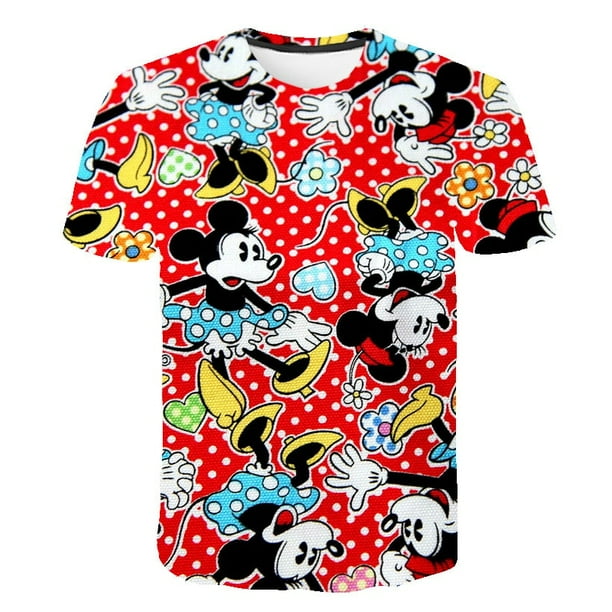 Nueva camiseta de verano 3D de Mickey Mouse para niños, ropa de calle a la moda para niños y niñas, camiseta estampada de manga corta, genial camiseta de Mickey Mouse Tee12M Gao Jinjia LED