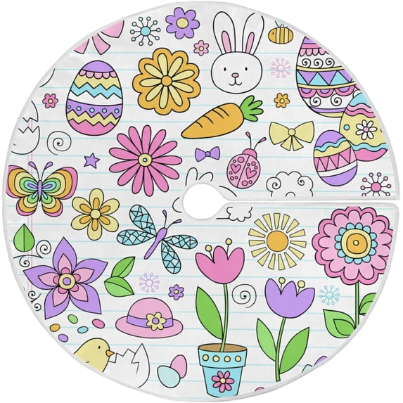 FMSHPON Easter Xmas Christmas Tree Skirt Stand Mat for Holiday Party Decoration Indoor Outdoor 48 inches