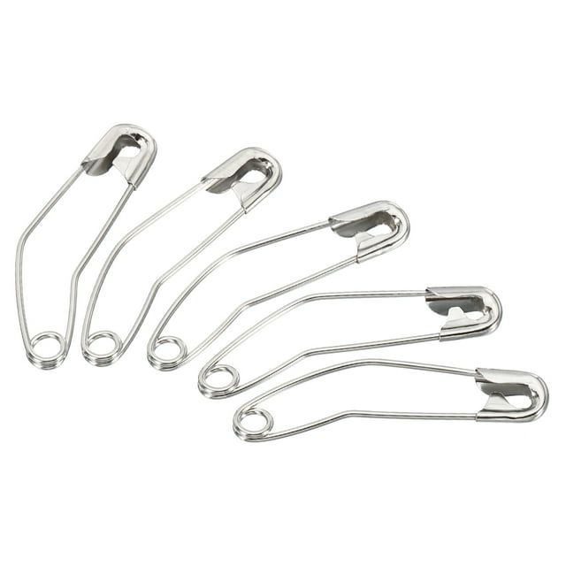 Uxcell Safety Pins 1.5 Inch Metal Nickel Plated Curved Sewing Pins Silver Tone 100Pcs