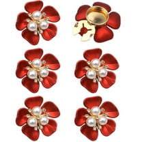 Duslogis 6 Pcs Crystal Pearl Button Covers Decorative Rhinestone Buttons Covers Pins Detachable Shirt Button Clips Buttons Jewelry Reusable Button Covers for Crafts Sewing DIY (Red)